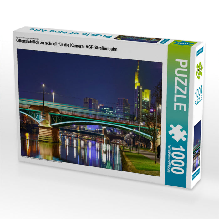 Offensichtlich zu schnell für die Kamera: VGF-Straßenbahn 1000 Teile Puzzle quer - CALVENDO Foto-Puzzle'