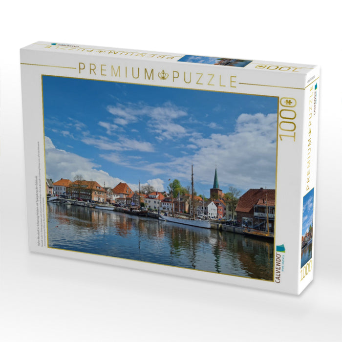 Hafen Neustadt in Schleswig Holstein mit Spiegelung der Gebäude - CALVENDO Foto-Puzzle'