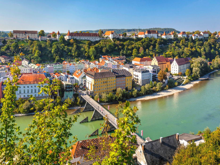 Alte Brücke über die Salzach mit Altstadt und Burg - CALVENDO Foto-Puzzle'