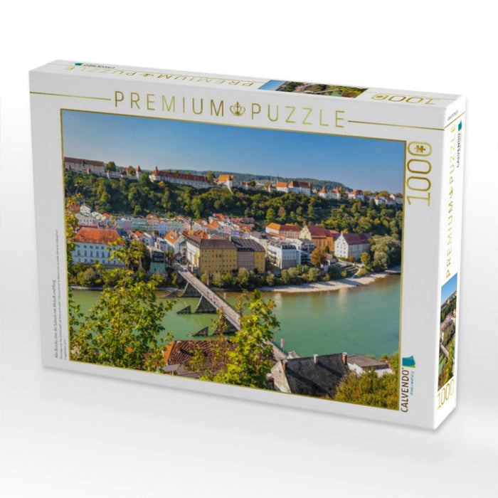Alte Brücke über die Salzach mit Altstadt und Burg - CALVENDO Foto-Puzzle'