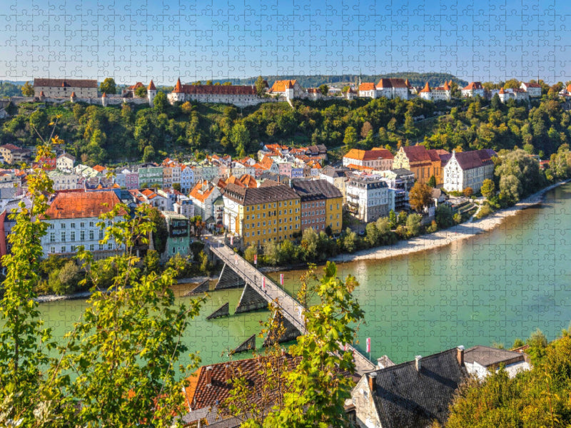 Alte Brücke über die Salzach mit Altstadt und Burg - CALVENDO Foto-Puzzle'