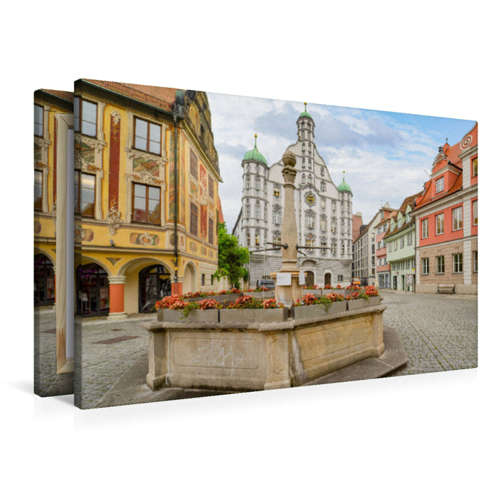 Premium Textil-Leinwand Marktbrunnen Memmingen
