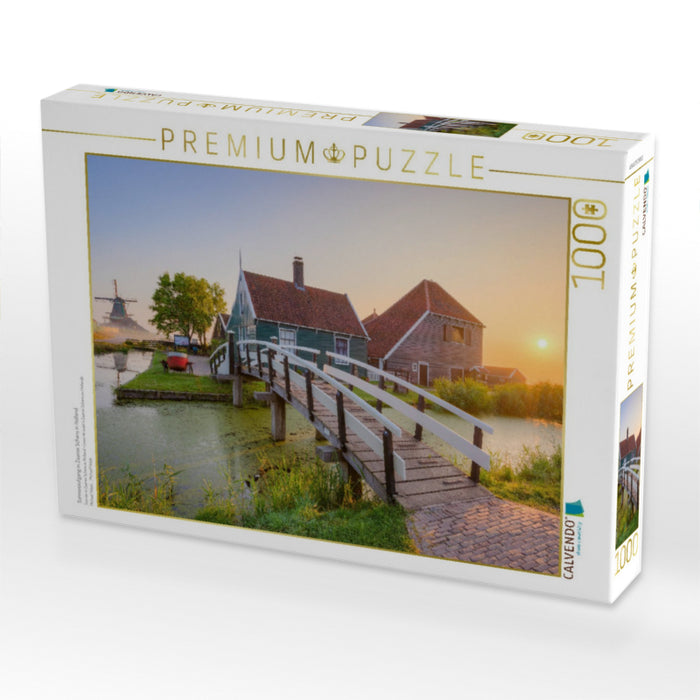 Sonnenaufgang in Zaanse Schans in Holland - CALVENDO Foto-Puzzle'