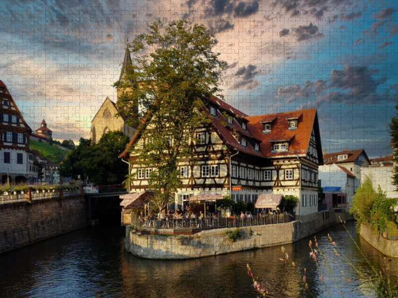 Alte Zimmerei an der Agnesbrücke in Esslingen a.N. - CALVENDO Foto-Puzzle'