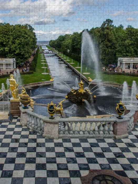 Peterhof: Großer See-Kanal und Fontänen-Allee - CALVENDO Foto-Puzzle'