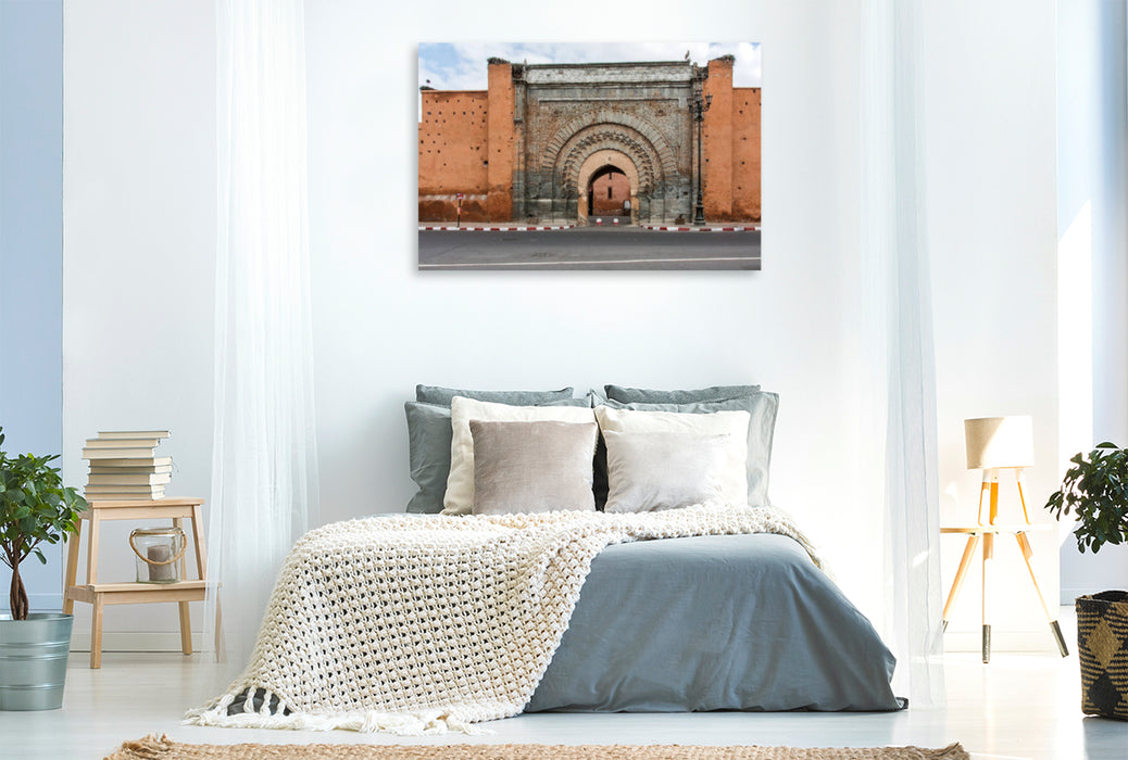 Premium textile canvas Premium textile canvas 120 cm x 80 cm landscape Marrakech city gate 