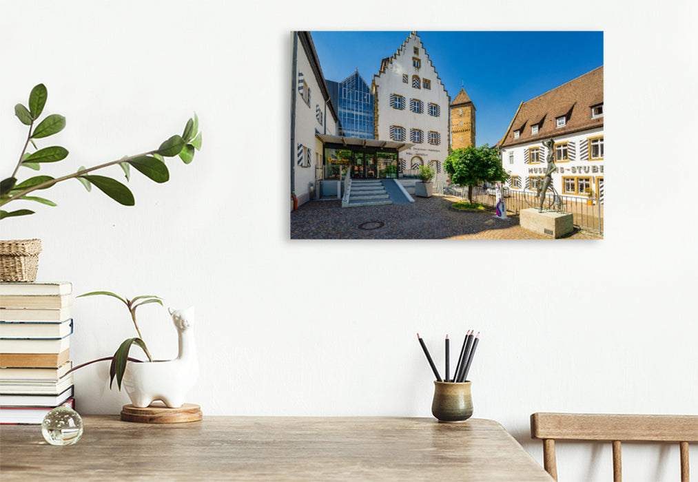 Premium textile canvas Premium textile canvas 120 cm x 80 cm landscape German two-wheeler and NSU Museum 