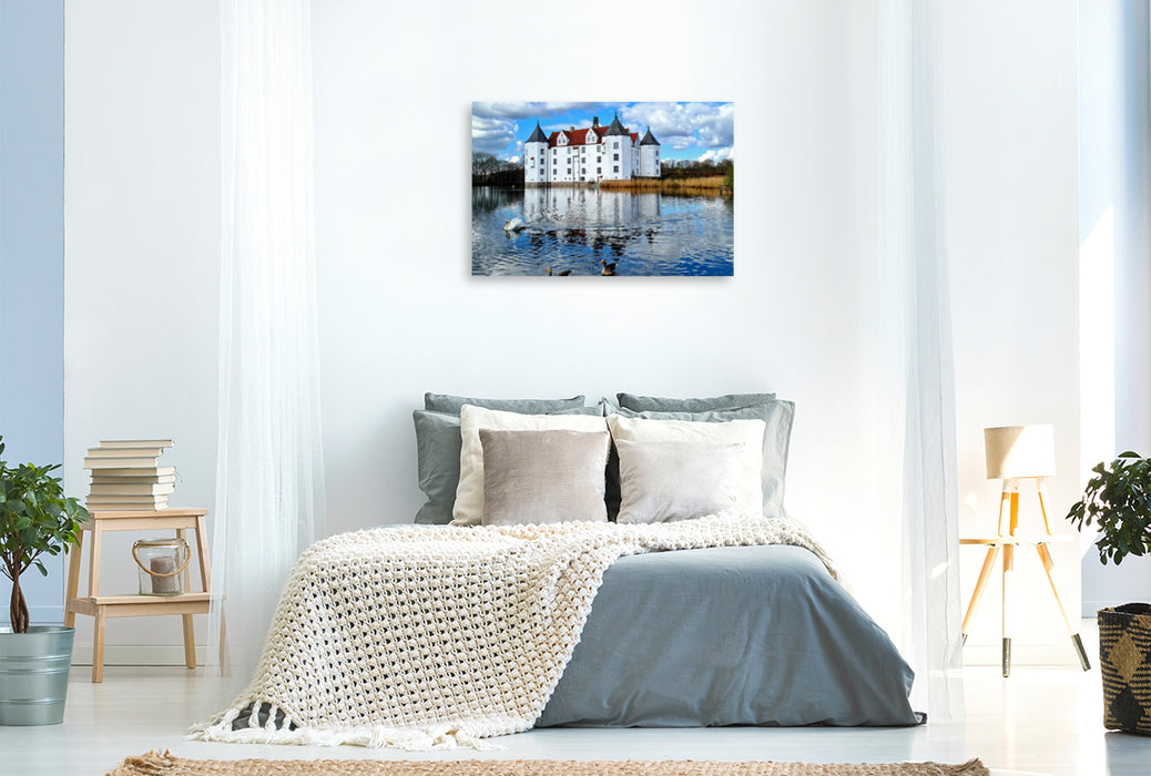 Premium textile canvas Premium textile canvas 120 cm x 80 cm landscape Glücksburg Castle 