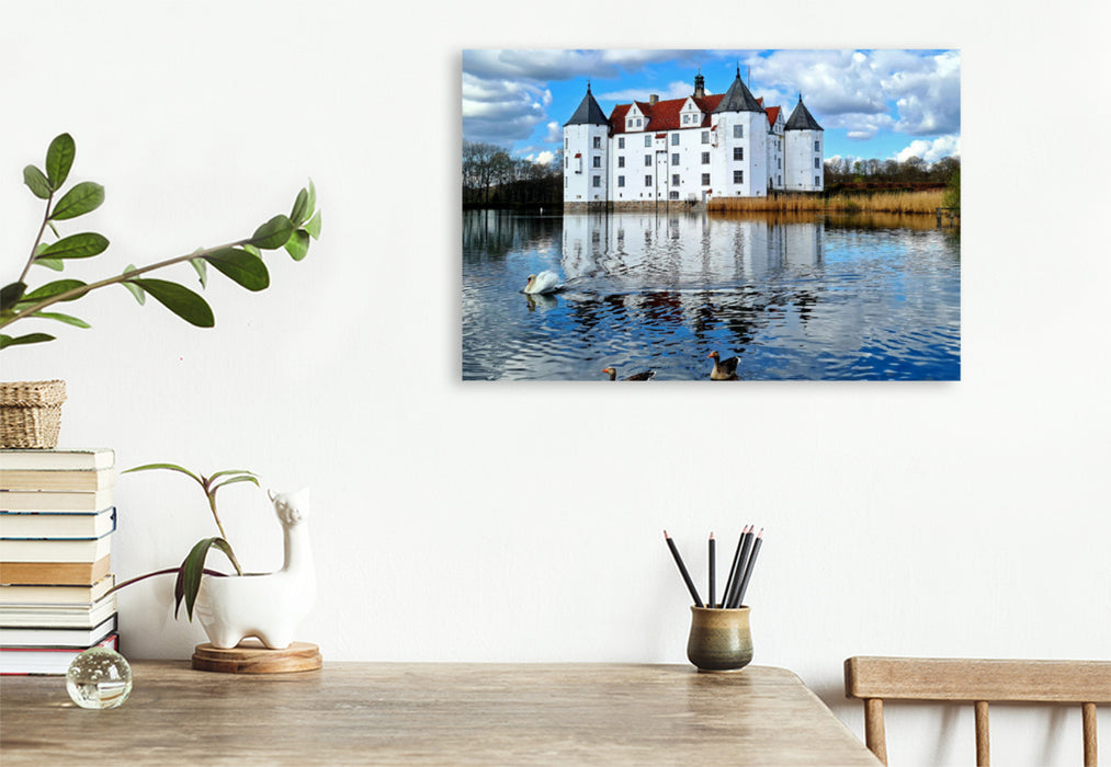 Premium textile canvas Premium textile canvas 120 cm x 80 cm landscape Glücksburg Castle 