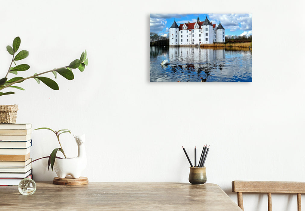 Premium textile canvas Premium textile canvas 120 cm x 80 cm landscape Glücksburg Castle 