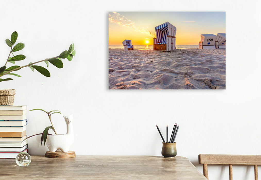 Premium textile canvas Premium textile canvas 120 cm x 80 cm landscape Sunset atmosphere by the sea 