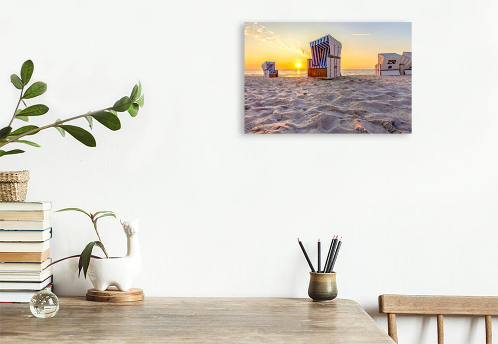 Premium textile canvas Premium textile canvas 120 cm x 80 cm landscape Sunset atmosphere by the sea 