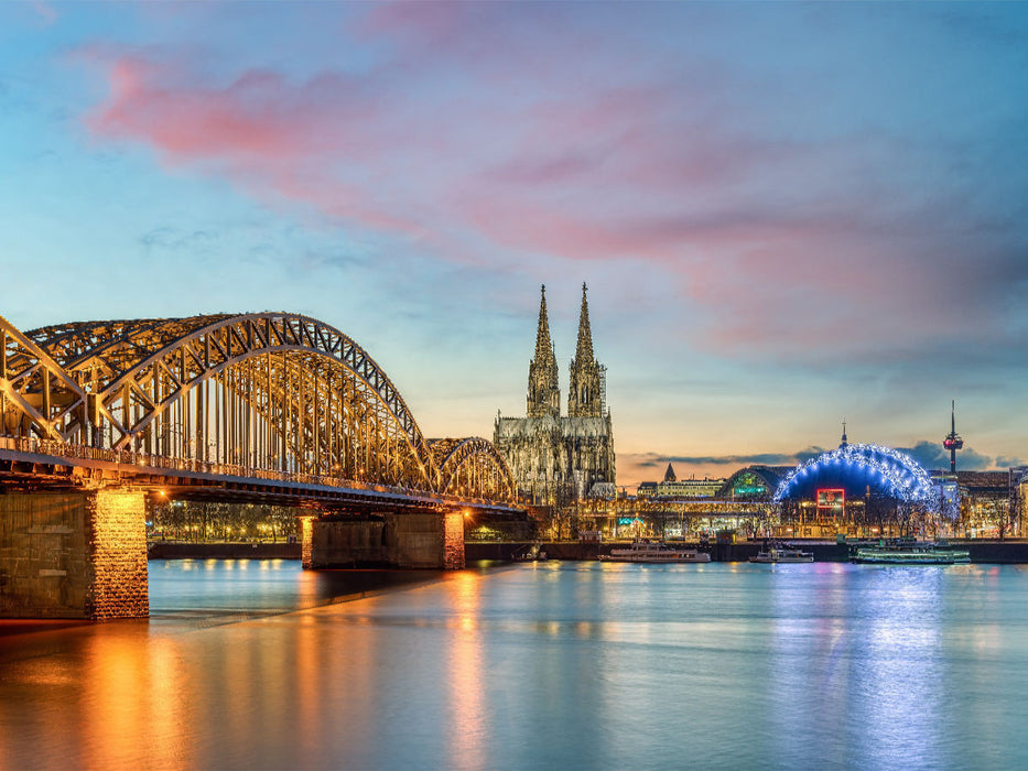 Hohenzollernbrücke, Kölner Dom und Musical Dome - CALVENDO Foto-Puzzle'