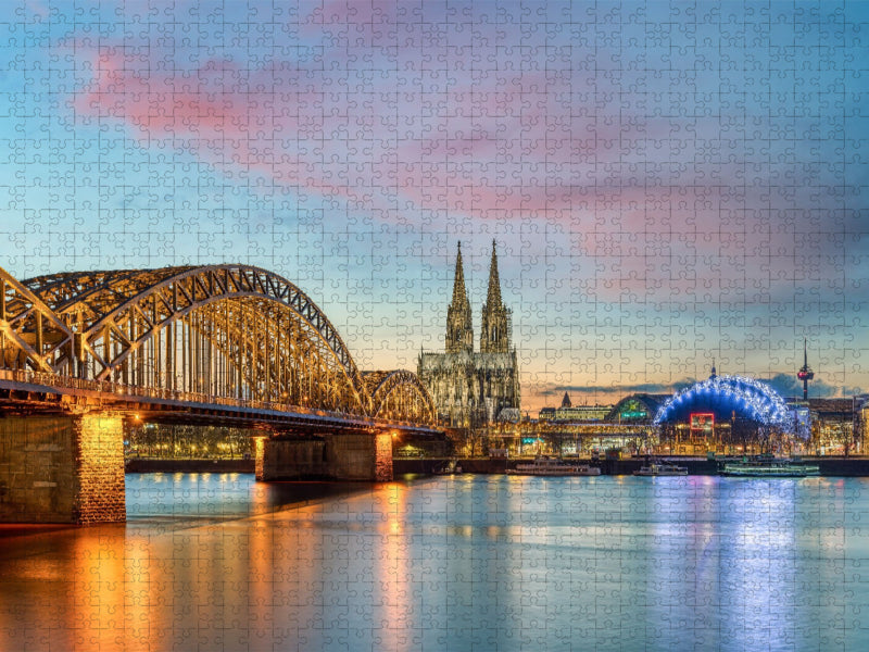 Hohenzollernbrücke, Kölner Dom und Musical Dome - CALVENDO Foto-Puzzle'