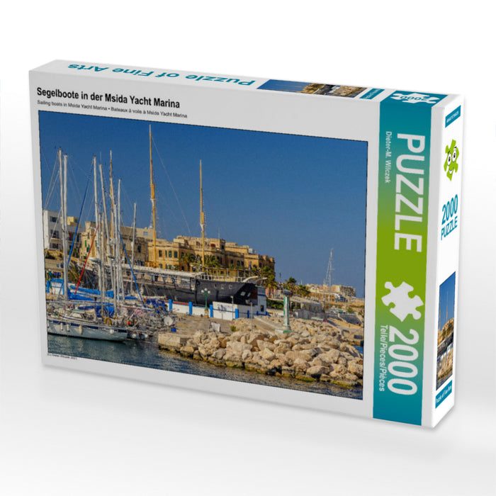 Segelboote in der Msida Yacht Marina 2000 Teile Puzzle quer - CALVENDO Foto-Puzzle'