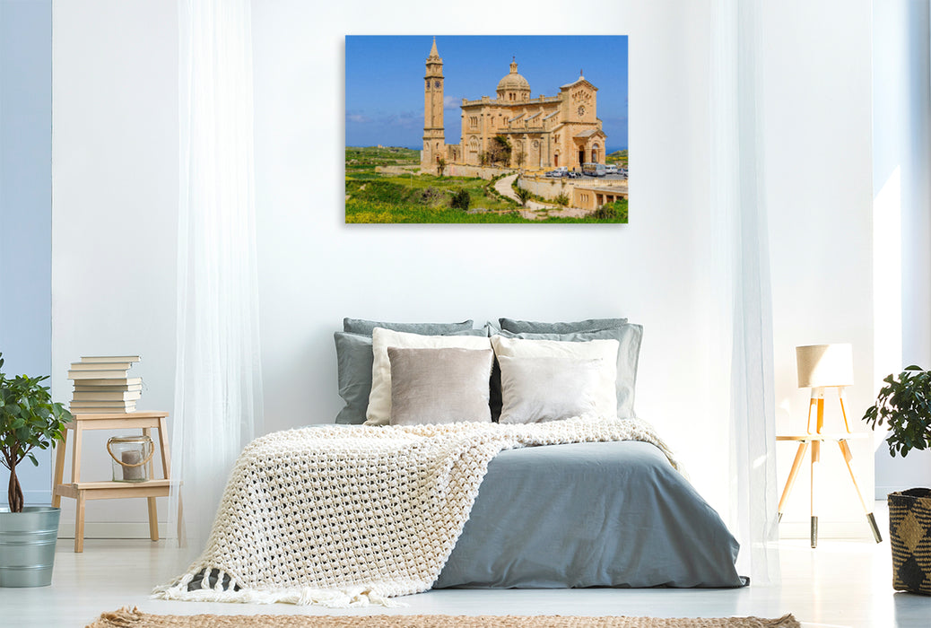 Premium textile canvas Premium textile canvas 120 cm x 80 cm landscape The Catholic Basilica Ta Pinu in Gharb 