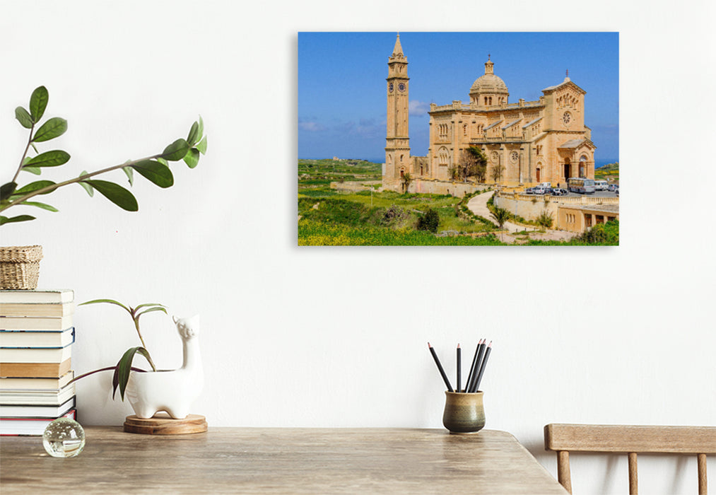 Premium textile canvas Premium textile canvas 120 cm x 80 cm landscape The Catholic Basilica Ta Pinu in Gharb 