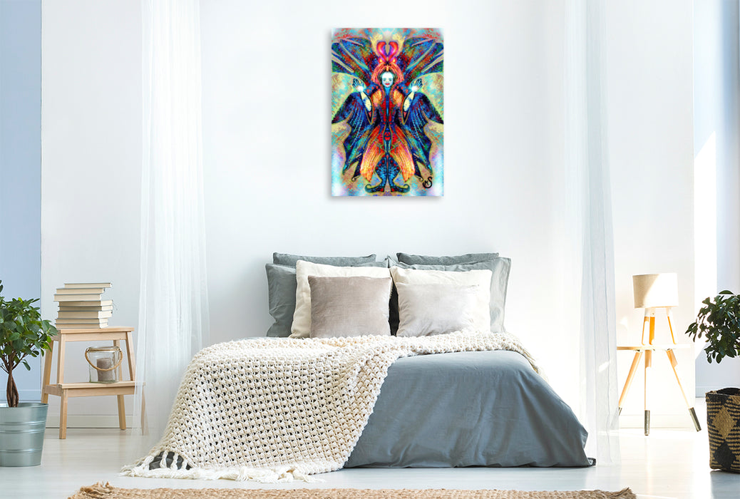Premium textile canvas Premium textile canvas 80 cm x 120 cm high Angel in the light of the rainbow 