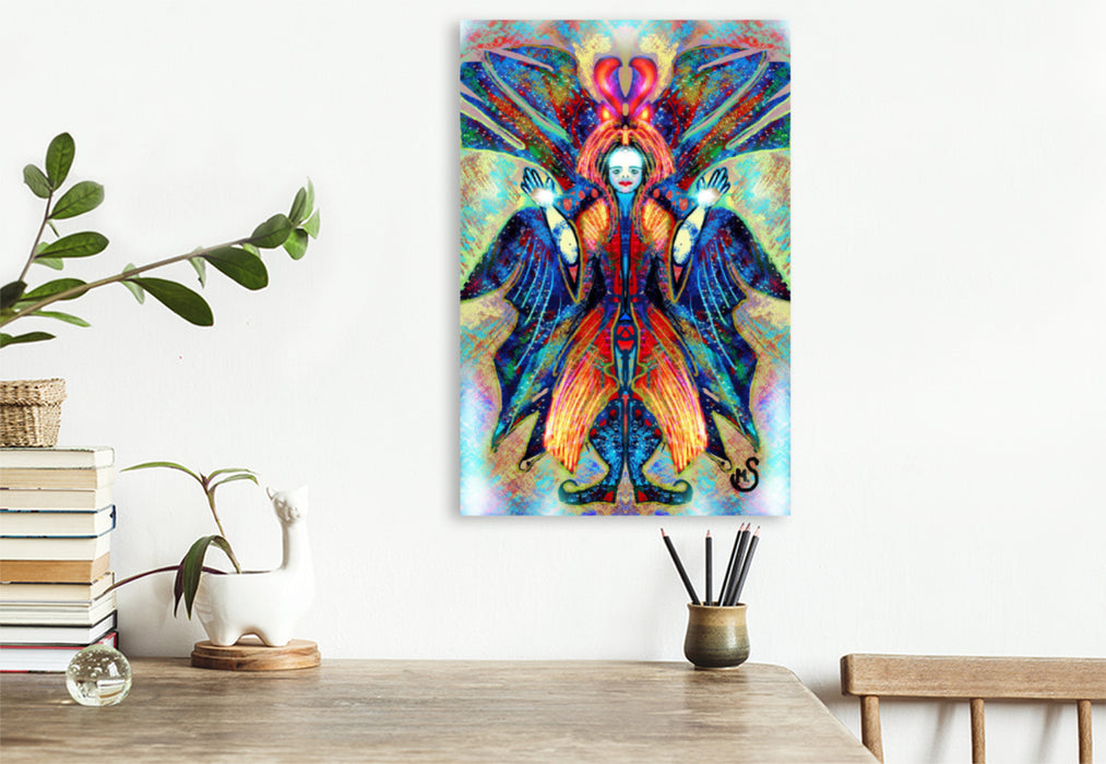 Premium textile canvas Premium textile canvas 80 cm x 120 cm high Angel in the light of the rainbow 