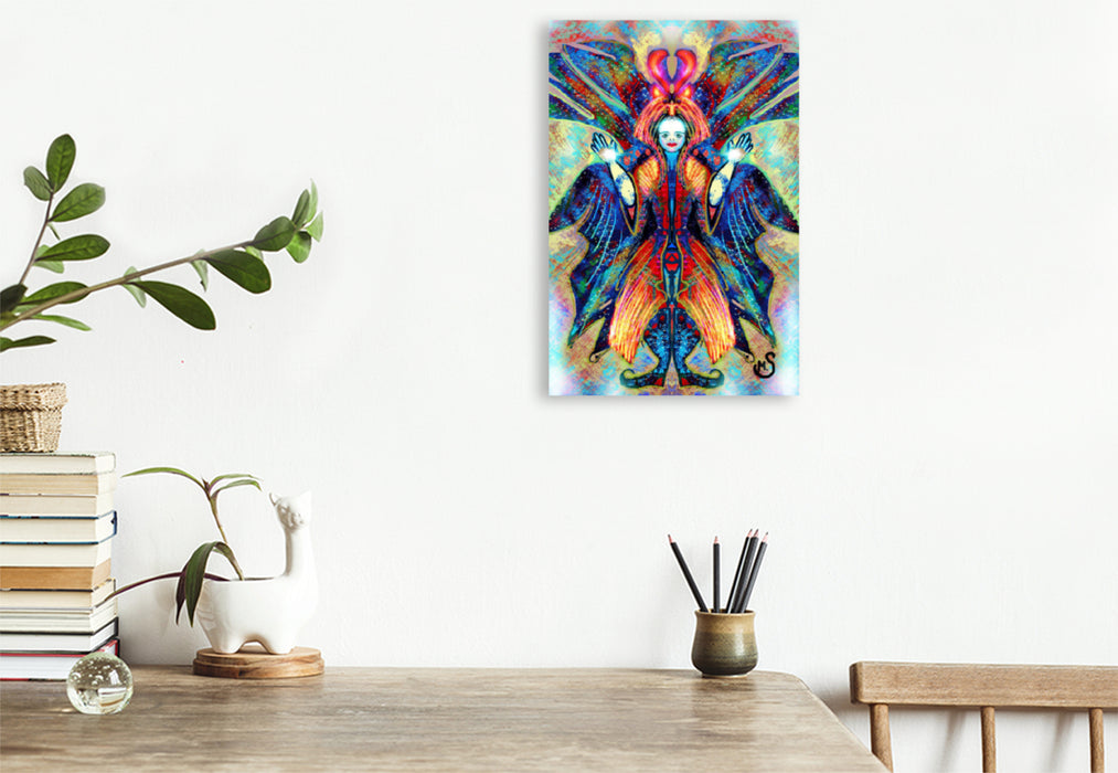 Premium textile canvas Premium textile canvas 80 cm x 120 cm high Angel in the light of the rainbow 