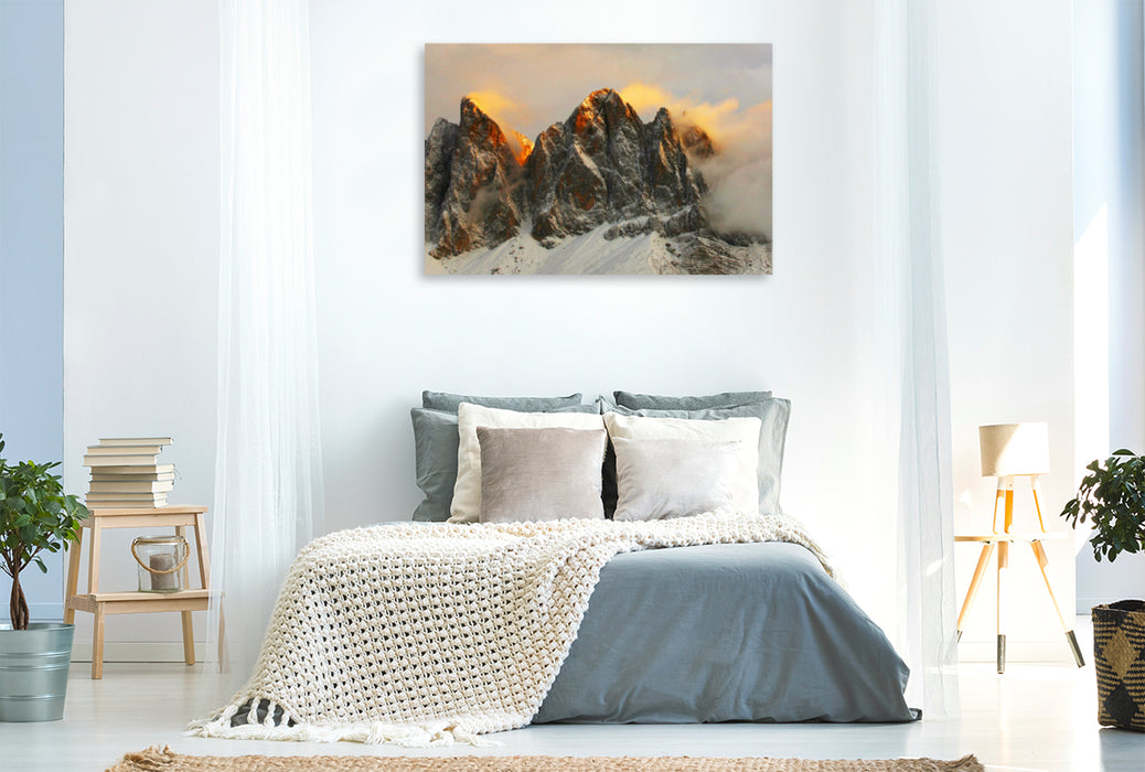 Premium textile canvas Premium textile canvas 120 cm x 80 cm landscape Fire Clouds 