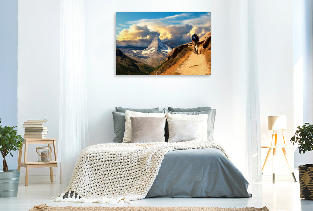 Premium textile canvas Premium textile canvas 120 cm x 80 cm landscape Under the spell of the Matterhorn 