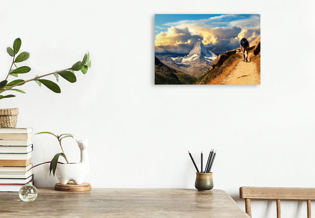 Premium textile canvas Premium textile canvas 120 cm x 80 cm landscape Under the spell of the Matterhorn 