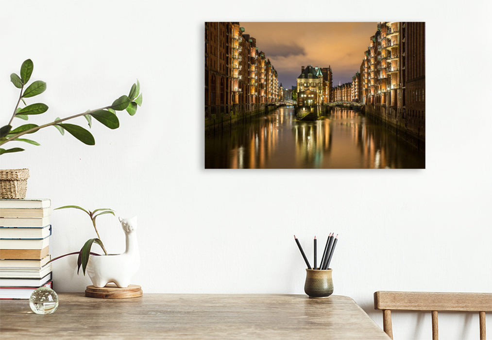 Premium textile canvas Premium textile canvas 120 cm x 80 cm landscape Wasserschlößchen )Hamburg) 