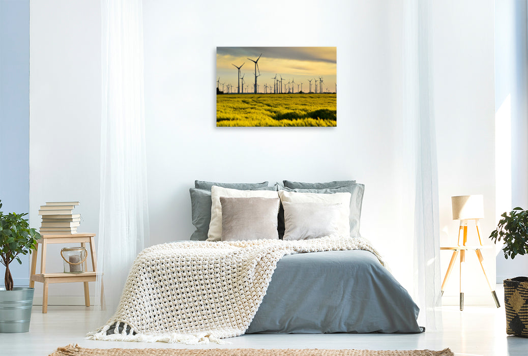 Premium textile canvas Premium textile canvas 120 cm x 80 cm landscape wind turbines 