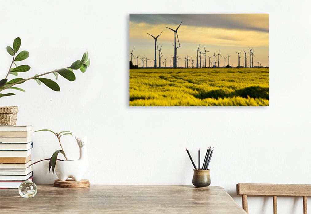 Premium textile canvas Premium textile canvas 120 cm x 80 cm landscape wind turbines 