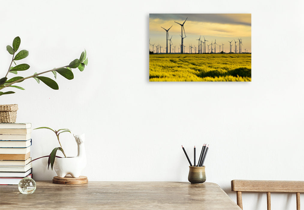 Premium textile canvas Premium textile canvas 120 cm x 80 cm landscape wind turbines 