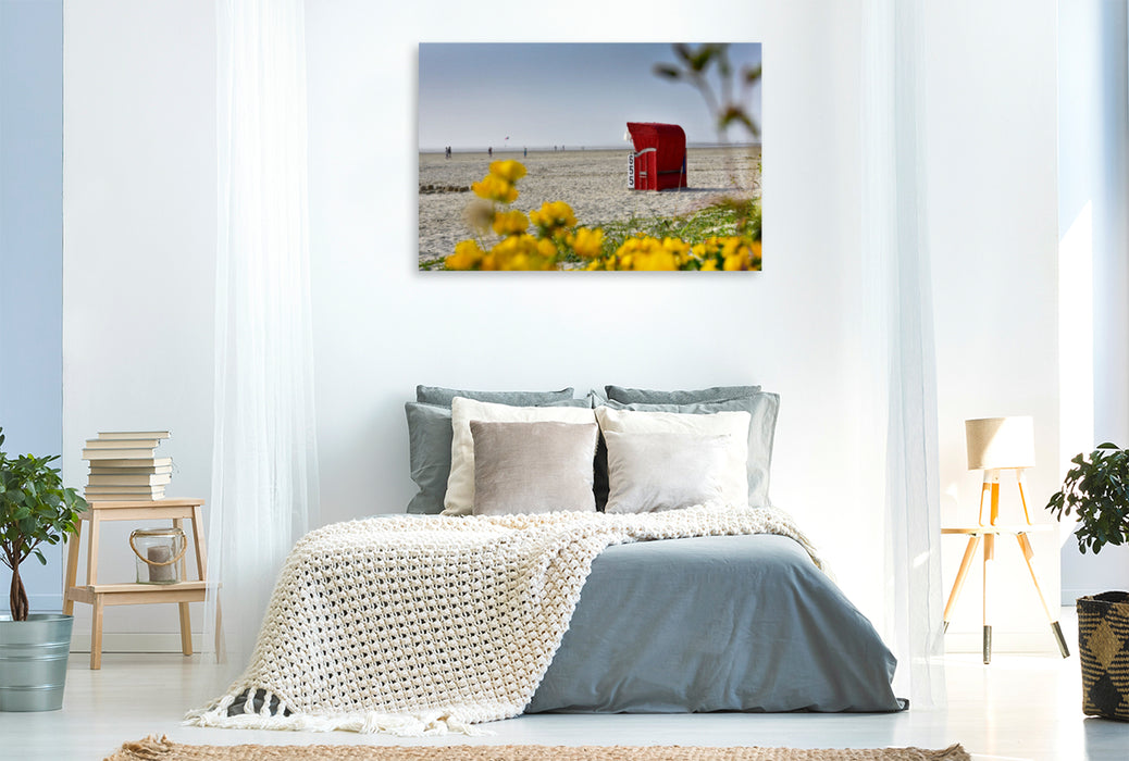 Premium textile canvas Premium textile canvas 120 cm x 80 cm landscape Bensersiel beach 