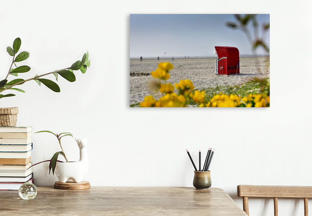 Premium textile canvas Premium textile canvas 120 cm x 80 cm landscape Bensersiel beach 