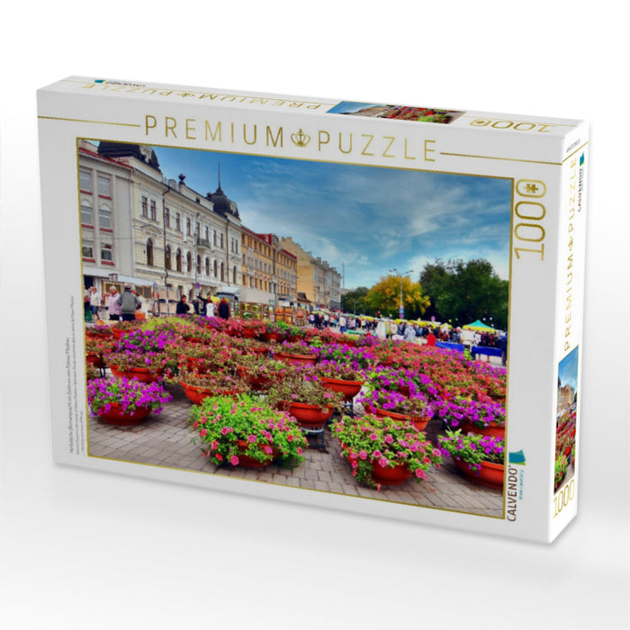 Herbstliche Blumenpracht im Zentrum von Pskow/Pleskau - CALVENDO Foto-Puzzle'