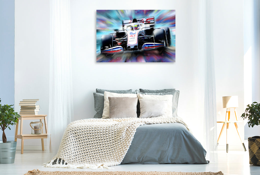 Premium textile canvas Premium textile canvas 120 cm x 80 cm landscape Mick Schumacher signed a multi-year contract with the US team Haas. 