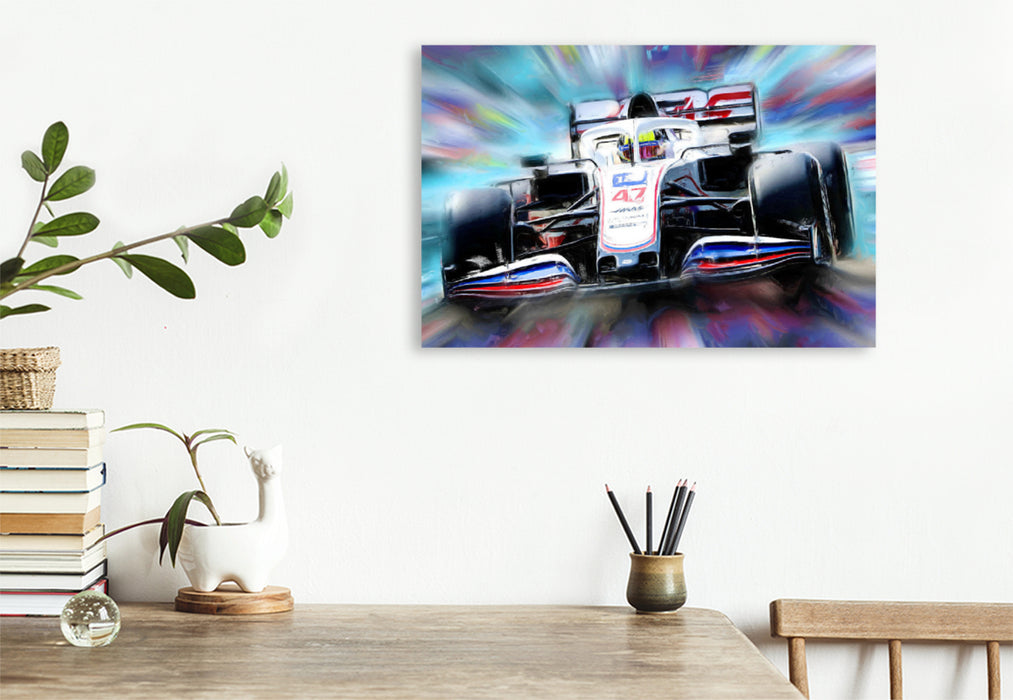 Premium textile canvas Premium textile canvas 120 cm x 80 cm landscape Mick Schumacher signed a multi-year contract with the US team Haas. 