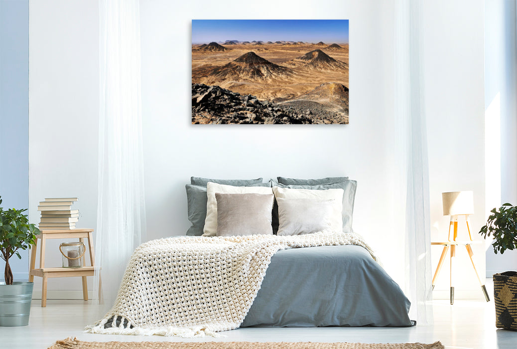 Premium textile canvas Premium textile canvas 120 cm x 80 cm landscape Black desert with its witness mountains 