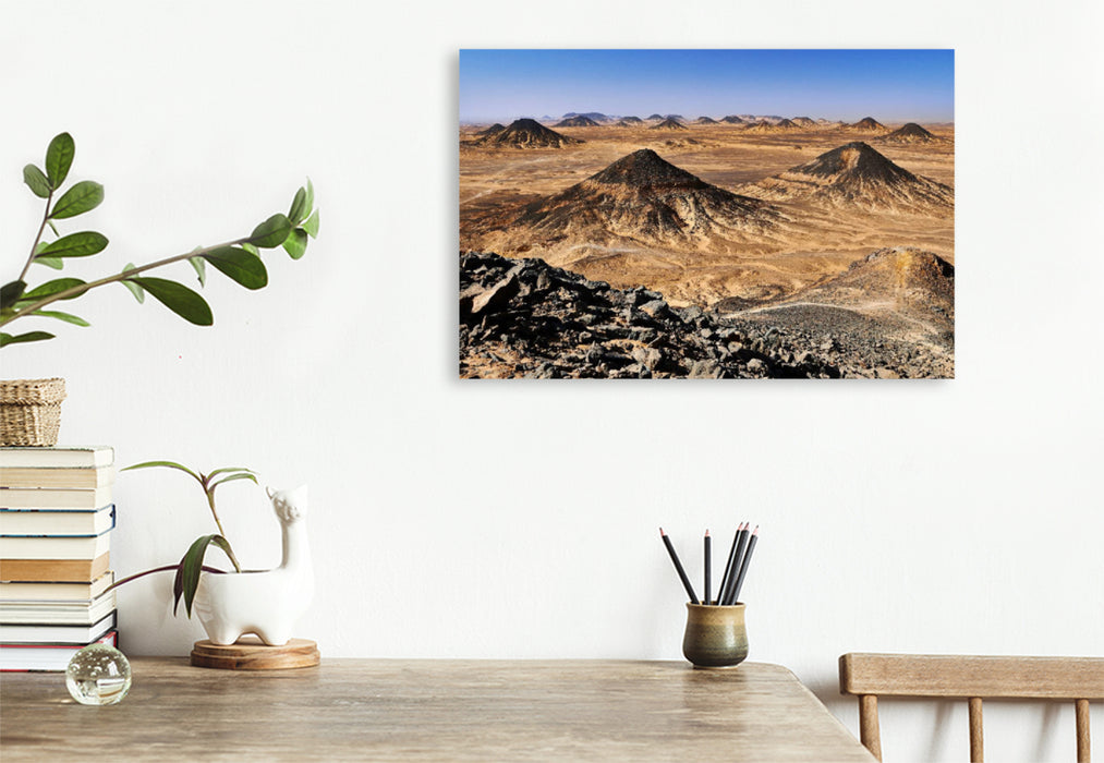 Premium textile canvas Premium textile canvas 120 cm x 80 cm landscape Black desert with its witness mountains 