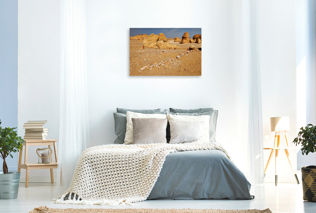 Premium textile canvas Premium textile canvas 120 cm x 80 cm landscape Petrified whale skeleton in Wadi Hitan 