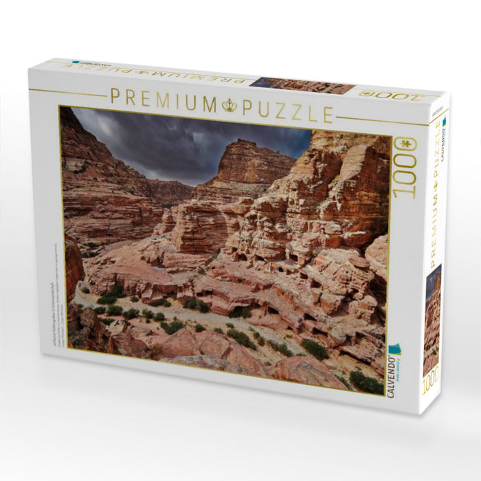 einfache Höhlengräber in Felsenlandschaft - CALVENDO Foto-Puzzle'