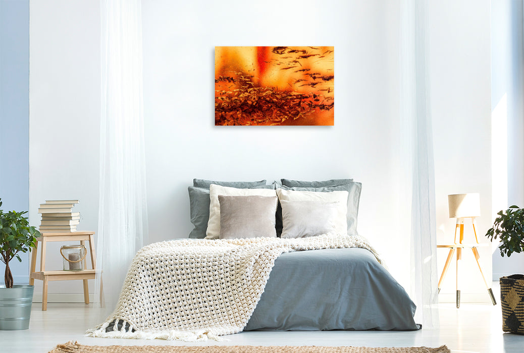 Premium textile canvas Premium textile canvas 120 cm x 80 cm landscape Mystical swarm 