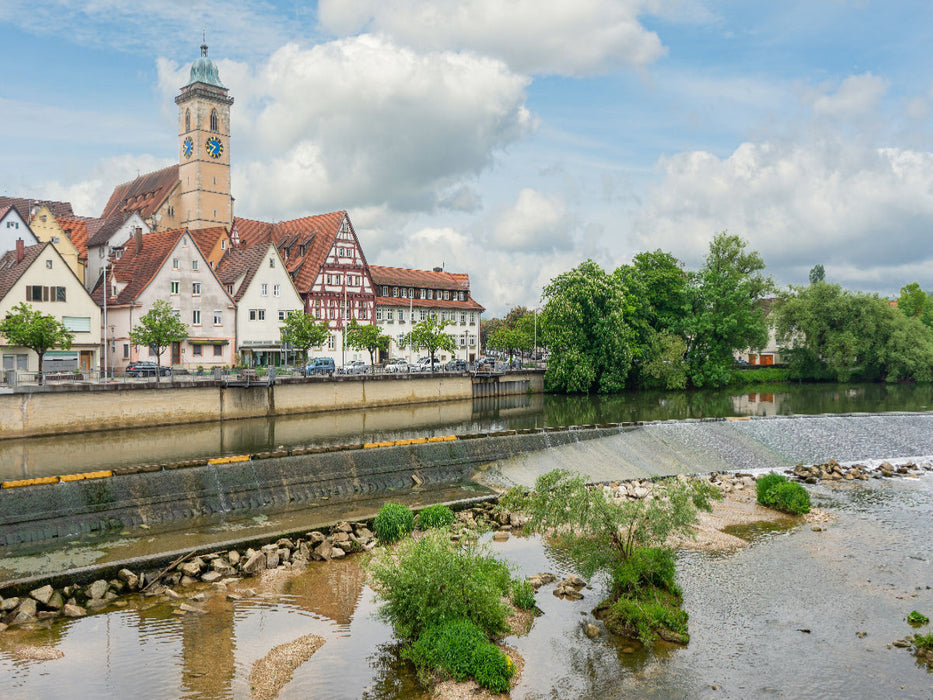Blick über den Neckar auf Nürtingen - CALVENDO Foto-Puzzle'