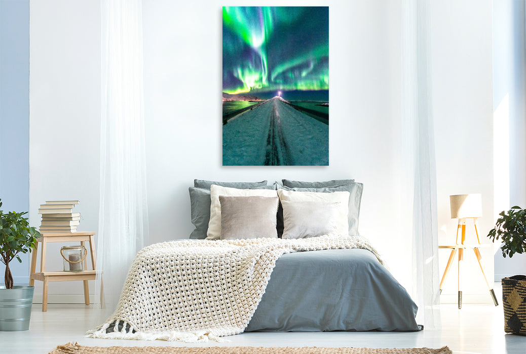 Premium textile canvas Premium textile canvas 80 cm x 120 cm high Fredvang Bridge - Lofoten 