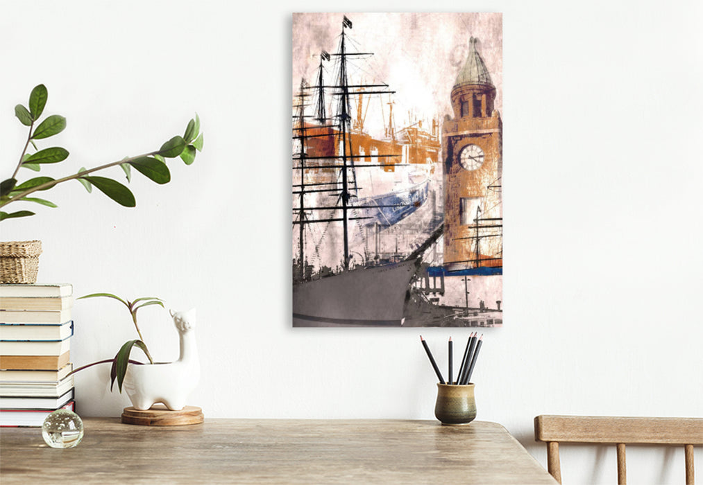 Premium textile canvas Premium textile canvas 80 cm x 120 cm high Hamburg art 