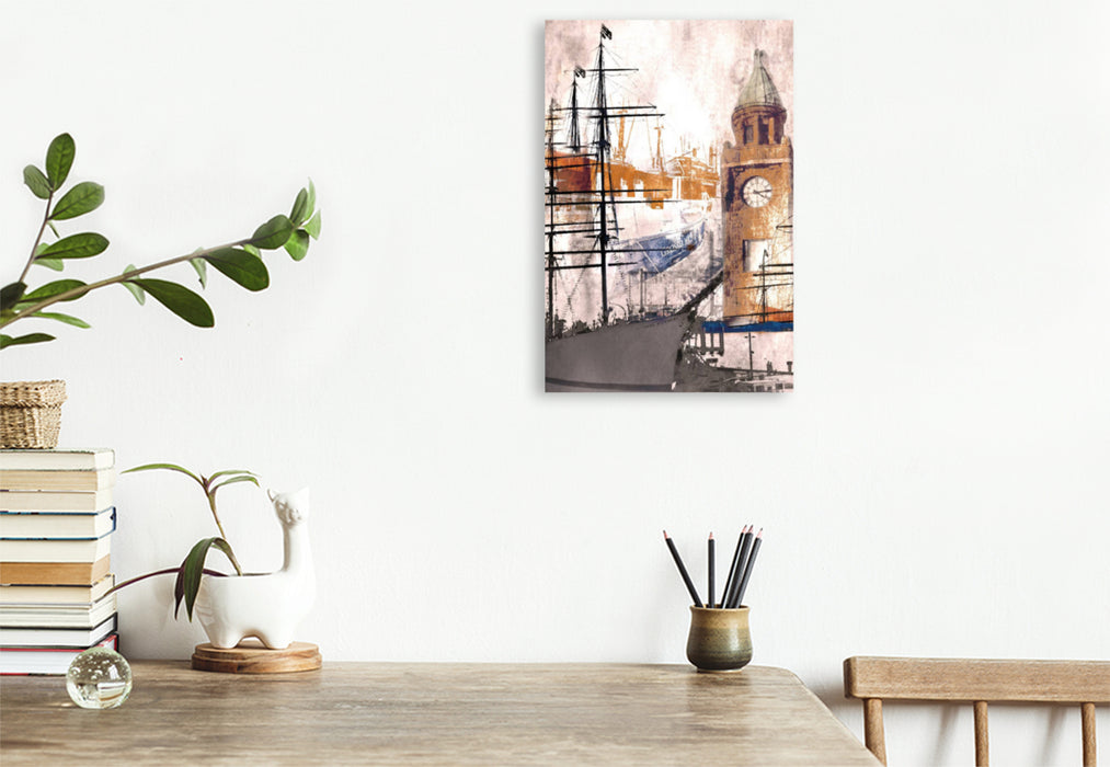 Premium textile canvas Premium textile canvas 80 cm x 120 cm high Hamburg art 