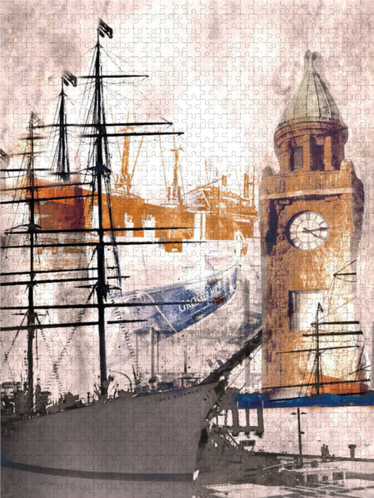 Hamburg Kunst 1000 Teile Puzzle hoch - CALVENDO Foto-Puzzle'