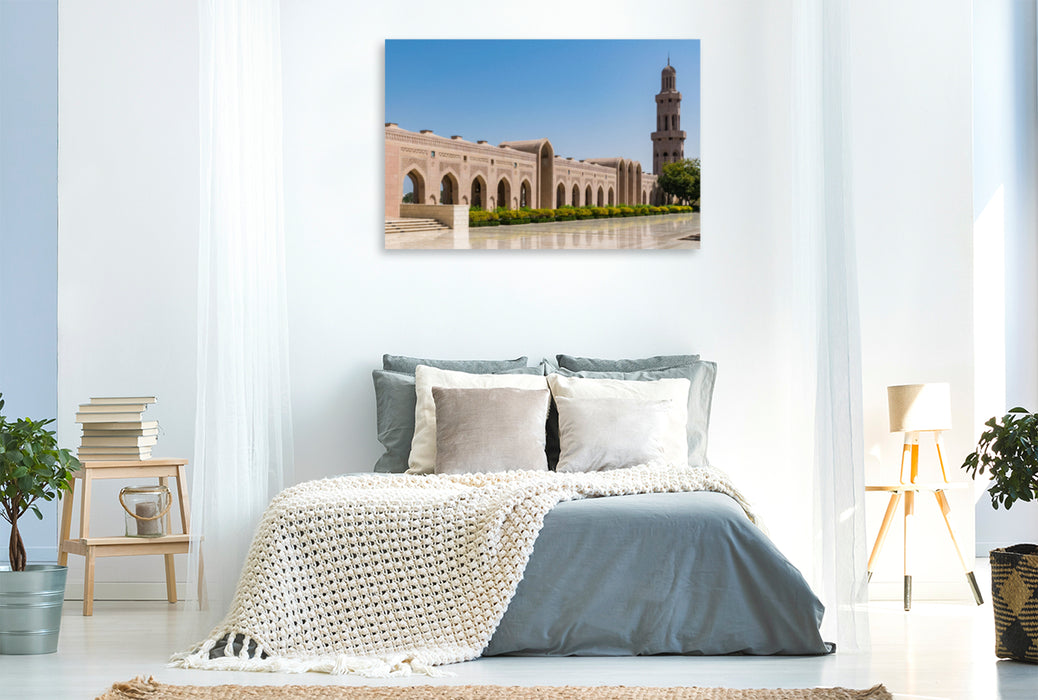 Premium Textil-Leinwand Premium Textil-Leinwand 120 cm x 80 cm quer Große Sultan Qabus Moschee Innenhof