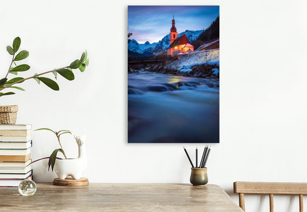 Premium textile canvas Premium textile canvas 80 cm x 120 cm high Winter in Ramsau 