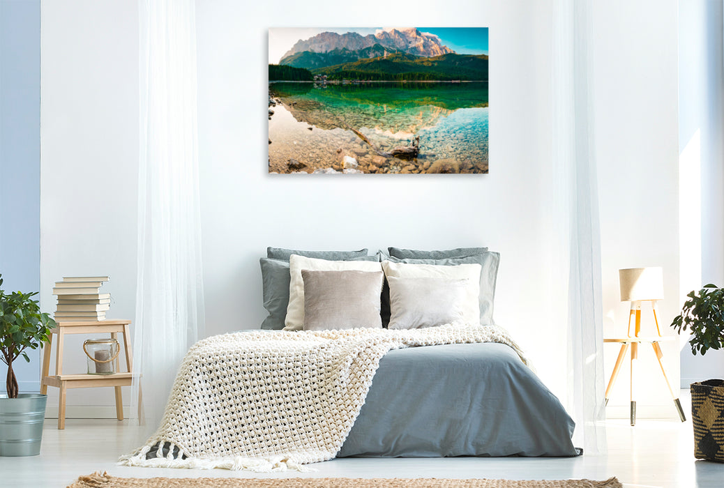 Premium textile canvas Premium textile canvas 120 cm x 80 cm landscape Summer at the Eibsee 
