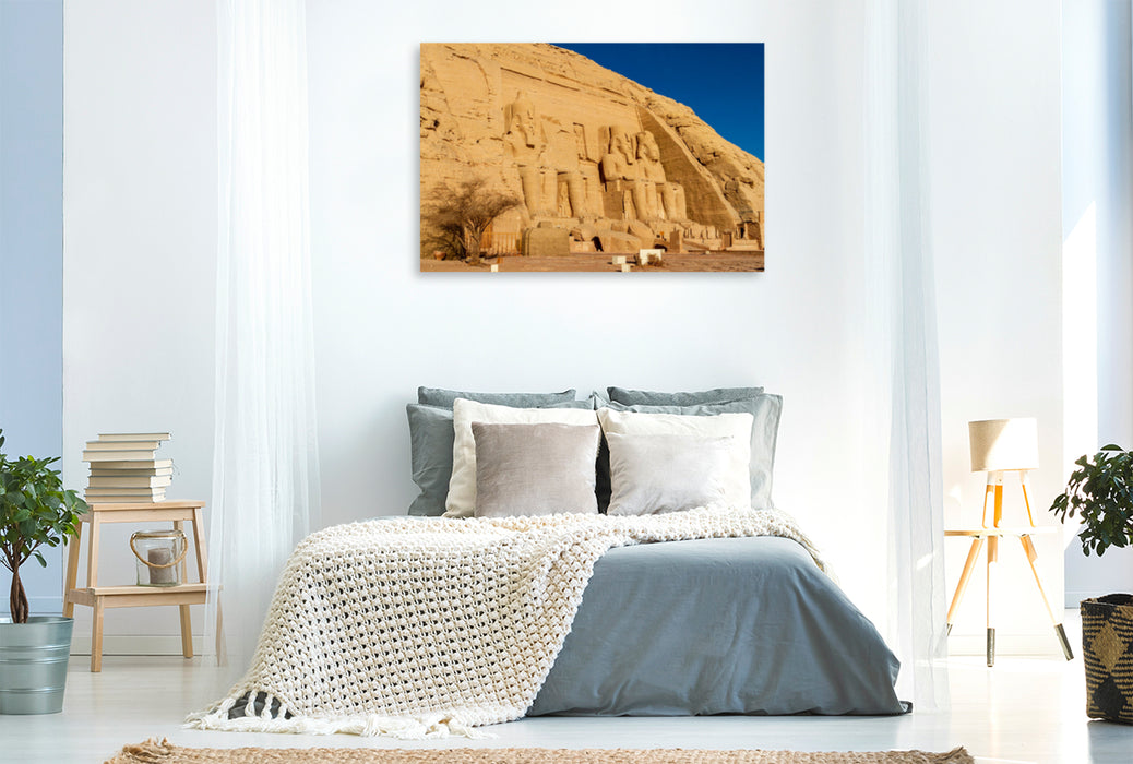 Premium textile canvas Premium textile canvas 120 cm x 80 cm landscape Temple of Abu Simbel 